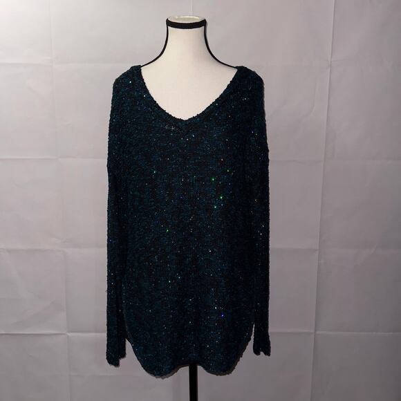 APT. 9 Black and blue Sequin Top Womens size large - Picture 1 of 7